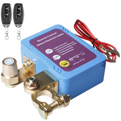 12V Drahtloser Ferngesteuerter Auto Trennschalter, 12V 240A Auto Remote Batterietrennschalter mit Fernbedienung Kill Switch Anti-Diebstahl Automatische Abschaltung Schalter für Auto RV ATV LKW Boot von GOMETY