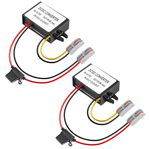 2 Stück DC Buck-Konverter-Modul, 10-72V auf 5V 3A 15W Buck Converter mit Sicherung, IP67 Wasserdicht Spannungsregler, DC Abwärtswandler, Spannungsbegrenzer für Automotive Golfwagen und Gabelstaplern 2 Stück DC Buck-Konverter-Modul, 10-72V auf 5V 3A 15W Buck Converter mit Sicherung, IP67 Wasserdicht Spannungsregler, DC Abwärtswandler, Spannungsbegrenzer für Automotive Golfwagen und Gabelstaplern von GOMETY