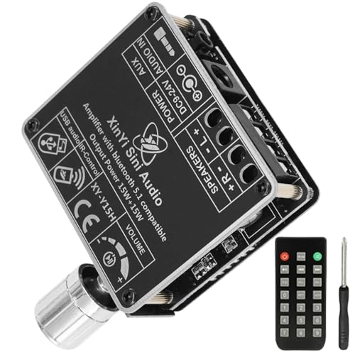2x50W Bluetooth 5.1 Verstärkerplatine, DC 9-24V/5A Stereo Audio Empfänger Leistungsverstärker mit Fernbedienung App 2 Kanal DIY Heimlautsprecher von GOMETY