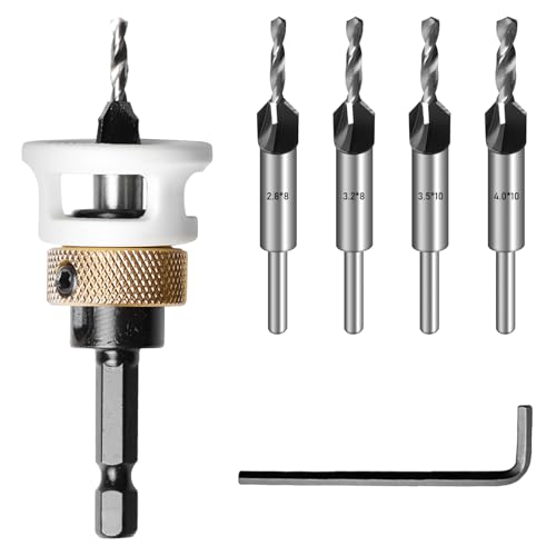 6 tlg Kegelsenker-Bohrer-Set aus HSS-M2, Bohrsenker mit Tiefenanschlag, Präzise Senkbohrer Holz mit 1/4" Hex Schaft, Professionelles Holzbohrer-Set für Holzverarbeitung Werkstatt & Heimwerker 6 tlg Kegelsenker-Bohrer-Set aus HSS-M2, Bohrsenker mit Tiefenanschlag, Präzise Senkbohrer Holz mit 1/4" Hex Schaft, Professionelles Holzbohrer-Set für Holzverarbeitung Werkstatt & Heimwerker von GOMETY