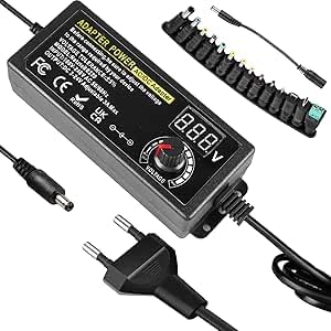 72W 3A Einstellbares Netzteil, 3V-24V Universal Netzteiladapter, AC DC Haushaltselektronik Universal Ladegerät mit 14pcs DC Tipps & Reverse Polarity Kabel, DC Motor, 3000mA Max von GOMETY