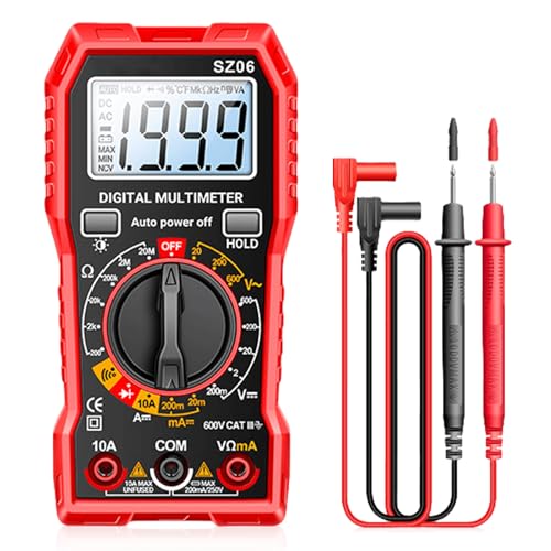 Digital Multimeter mit 1999 Zählungen, Strommessgerät Voltmeter für AC/DC Spannung, DC Strom, Durchgang, Widerstand, Diode mit Großes LCD-Anzeige und faltbar Ständer, Spannungsprüfer für Elektriker Digital Multimeter mit 1999 Zählungen, Strommessgerät Voltmeter für AC/DC Spannung, DC Strom, Durchgang, Widerstand, Diode mit Großes LCD-Anzeige und faltbar Ständer, Spannungsprüfer für Elektriker von GOMETY