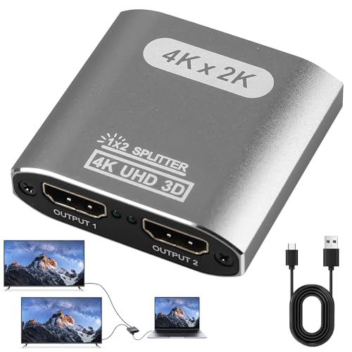 HDMI Splitter 4K@60Hz, 1 In 2 Out Gleichzeitig Aluminium Verteiler Unterstützt HDCP 4K 3D UHD 1080P, HDMI Splitter Kompatibel mit Xbox PS3 PS4 Roku Blu-Ray-Player Firestick HDTV und Apple TV HDMI Splitter 4K@60Hz, 1 In 2 Out Gleichzeitig Aluminium Verteiler Unterstützt HDCP 4K 3D UHD 1080P, HDMI Splitter Kompatibel mit Xbox PS3 PS4 Roku Blu-Ray-Player Firestick HDTV und Apple TV von GOMETY