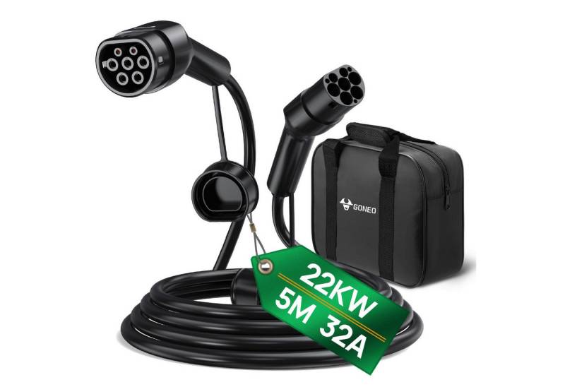 GONEO Typ 2 Ladekabel 11kW/22kW - Autoladekabel, Elektroauto-Ladekabel, (500 cm), Typ 2 auf Typ 2 EV Ladekabel mit Tragetasche von GONEO