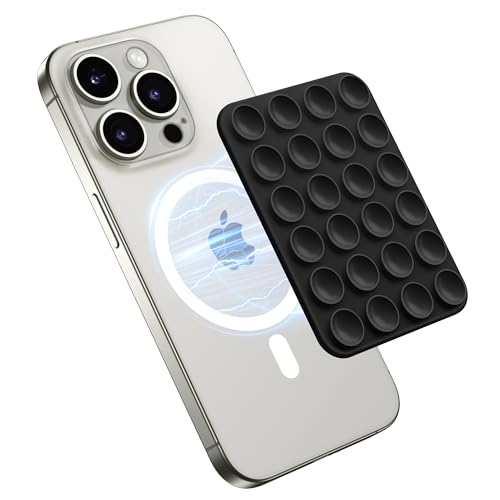 GONEZ Magnet Saugnapf Telefon Halterung, Freisprecheinrichtung Silikon Handy Griff Halter Kompatibel mit iPhone MagSafe Phone Case, Spiegel Dusche Telefon Ständer für Selfies und Videos, Schwarz GONEZ Magnet Saugnapf Telefon Halterung, Freisprecheinrichtung Silikon Handy Griff Halter Kompatibel mit iPhone MagSafe Phone Case, Spiegel Dusche Telefon Ständer für Selfies und Videos, Schwarz von GONEZ