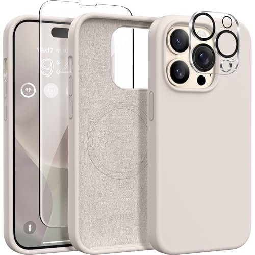 GONEZ für iPhone 14 Pro Hülle, kompatibel mit Magsafe, mit Displayschutz + Kameralinsenschutz, weiches, kratzfestes Mikrofaserfutter, stoßfeste Handyhülle aus flüssigem Silikon, Stein GONEZ für iPhone 14 Pro Hülle, kompatibel mit Magsafe, mit Displayschutz + Kameralinsenschutz, weiches, kratzfestes Mikrofaserfutter, stoßfeste Handyhülle aus flüssigem Silikon, Stein von GONEZ