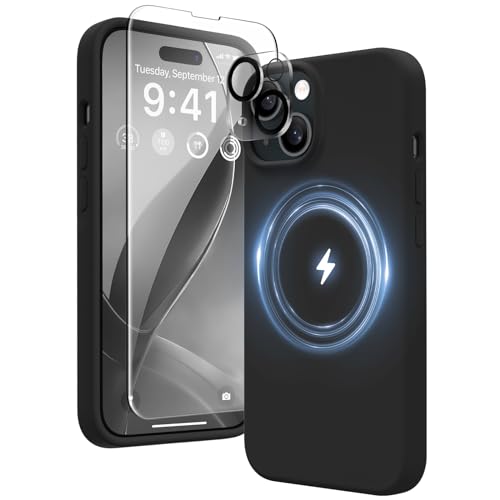 GONEZ für iPhone 15 Hülle Magnetische, Kompatibel mit Magsafe, 2 Bildschirmschutzfolien+2 Kameralinsenschutzfolien, Mikrofaserfutter stöcksicheres Ganzkörperschutzhandyhülle 6.1'', Schwarz GONEZ für iPhone 15 Hülle Magnetische, Kompatibel mit Magsafe, 2 Bildschirmschutzfolien+2 Kameralinsenschutzfolien, Mikrofaserfutter stöcksicheres Ganzkörperschutzhandyhülle 6.1'', Schwarz von GONEZ