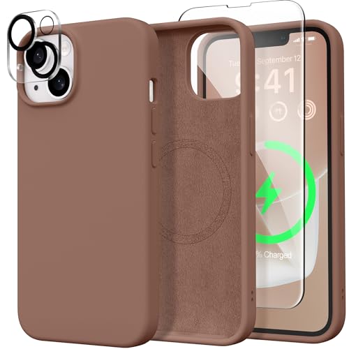 GONEZ für iPhone 15 Hülle Magnetische, Kompatibel mit Magsafe, 2 Bildschirmschutzfolien+2 Kameralinsenschutzfolien, Mikrofaserfutter stöcksicheres Ganzkörperschutzhandyhülle 6.1'', Braun GONEZ für iPhone 15 Hülle Magnetische, Kompatibel mit Magsafe, 2 Bildschirmschutzfolien+2 Kameralinsenschutzfolien, Mikrofaserfutter stöcksicheres Ganzkörperschutzhandyhülle 6.1'', Braun von GONEZ