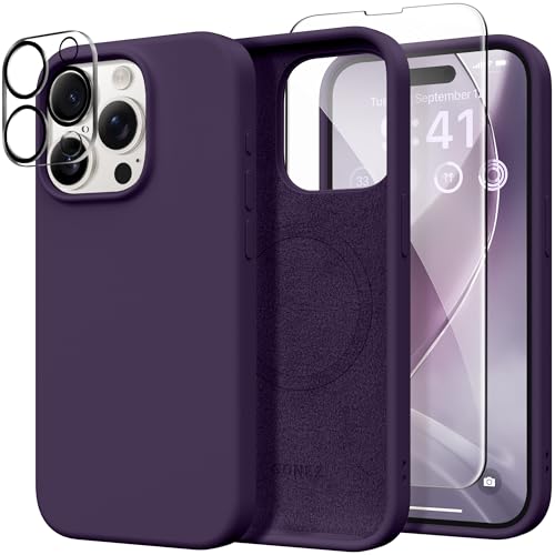 GONEZ für iPhone 15 Pro Max Hülle Silikon, kompatibel mit Magsafe, Kameraschutz + Displayschutz, weiches kratzfestes Mikrofaserfutter, stoßfeste Handyhülle aus flüssigem Silikon, Dunkelviolett GONEZ für iPhone 15 Pro Max Hülle Silikon, kompatibel mit Magsafe, Kameraschutz + Displayschutz, weiches kratzfestes Mikrofaserfutter, stoßfeste Handyhülle aus flüssigem Silikon, Dunkelviolett von GONEZ