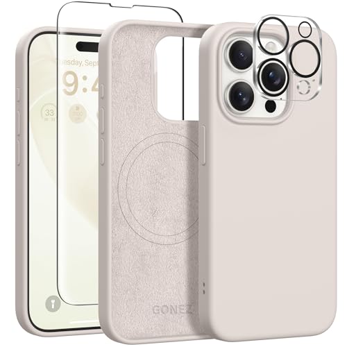 GONEZ für iPhone 15 Pro Max Hülle Silikon, kompatibel mit Magsafe, Kameraschutz + Displayschutz, weiches kratzfestes Mikrofaserfutter, stoßfeste Handyhülle aus flüssigem Silikon, Stein GONEZ für iPhone 15 Pro Max Hülle Silikon, kompatibel mit Magsafe, Kameraschutz + Displayschutz, weiches kratzfestes Mikrofaserfutter, stoßfeste Handyhülle aus flüssigem Silikon, Stein von GONEZ