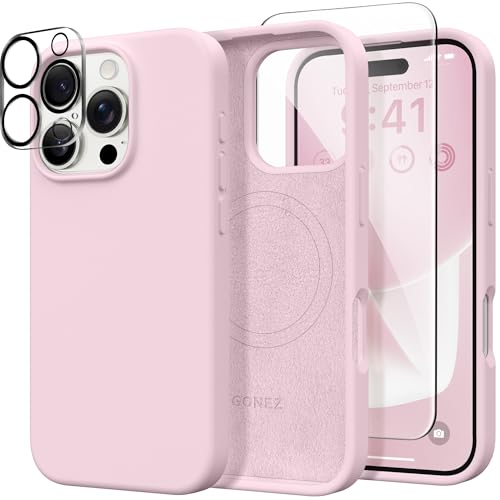 GONEZ für iPhone 16 Pro Max Hülle, kompatibel mit MagSafe, Flüssigsilikonhülle, 1 Displayschutzfolien + 1 Linsenschutzfolien, Ganzkörperschutz, stoßfeste Telefonhülle 6.9 Zoll, Lichtrosa GONEZ für iPhone 16 Pro Max Hülle, kompatibel mit MagSafe, Flüssigsilikonhülle, 1 Displayschutzfolien + 1 Linsenschutzfolien, Ganzkörperschutz, stoßfeste Telefonhülle 6.9 Zoll, Lichtrosa von GONEZ
