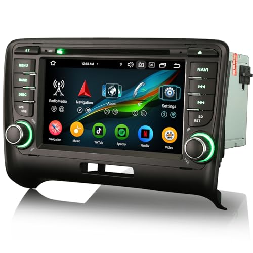 8 Kern 4G+64G Android 13 Autoradio DVD für Audi TT MK2 8J 2006-2014 2 Din Carplay Android Auto Bluetooth WiFi A2DP DAB+IPS DSP Canbus Navigation Lenkradsteuerung von erisin