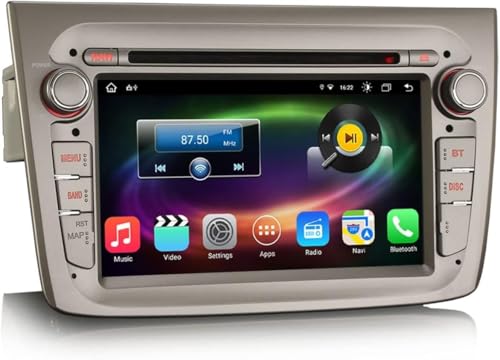 8-Kern 4GB RAM+64GB ROM 7 Zoll Android 14 Autoradio Mit GPS Navi für Alfa Romeo Mito Unterstützt Kabellos CarPlay Bluetooth Touch Screen Android Auto DAB+ WiFi DVD Player 4G OBD2 TPMS DSP RDS FM USB von GONFEN