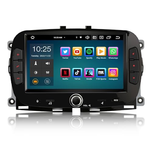 GONFEN 7 Zoll IPS Screen Acht-Kern Android 12 GPS DAB+ Autoradio Für Fiat 500/500C/500S/500E 500 Hybrid mit Navi DSP WiFi OBD2 TPMS DVB-T2 Bluetooth 5.0 Wireless CarPlay Android Auto Canbus 4GB + 64GB von GONFEN