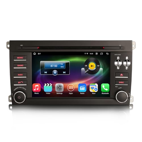 GONFEN 8-Kern Android 12 Autoradio mit Bluetooth für Porsche Cayenne 2003-2010 Unterstützt GPS Navi Kabelloses Carplay Android Auto DVD WiFi DSP DAB+ RDS 4GB RAM+64GB ROM von GONFEN