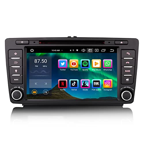 GONFEN 8 Zoll 8-Kern Android 12 Autoradio mit GPS Navi Passt für Skoda Octavia Yeti Rapid Spaceback Roomster Superb Unterstützung Kabelloses Carplay Android Auto Bluetooth WiFi DVD RDS SWC OBD2 4G+64G von GONFEN