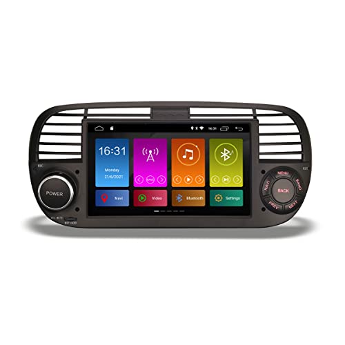 GONFEN DAB+ Android 11.0 Autoradio CarPlay DSP WiFi 4G OBD2 TPMS DVB-T2 USB mit Bluetooth A2DP Lenkradkontrolle Canbus DVR Navigation Quad-Kern GPS Für FIAT 500 2008-2015 von GONFEN