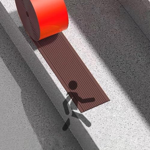 Treppenkantenschutz, Anti-Rutsch-Streifen für Treppen, Vinyl-Treppenkantenschutz, Vinyl-Treppenkantenschutz, selbstklebende Treppenstufenkantenverkleidung aus PVC-Brown||T3cmxL1m von GONGCAO