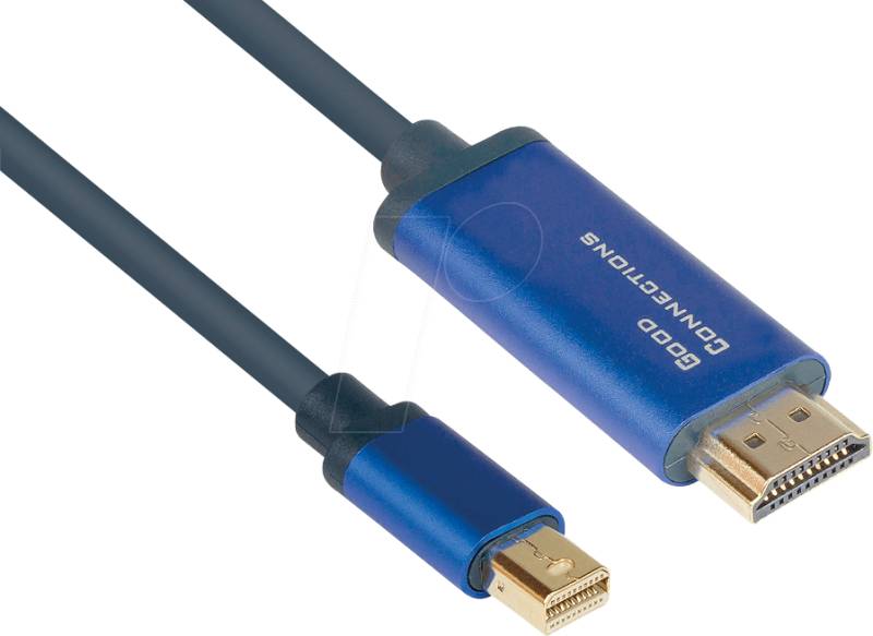 GC 4844-SF030B - Mini DP 1.4 auf HDMI 2.0 A Stecker,4K@60Hz, 3 m, blau von GOOD CONNECTIONS