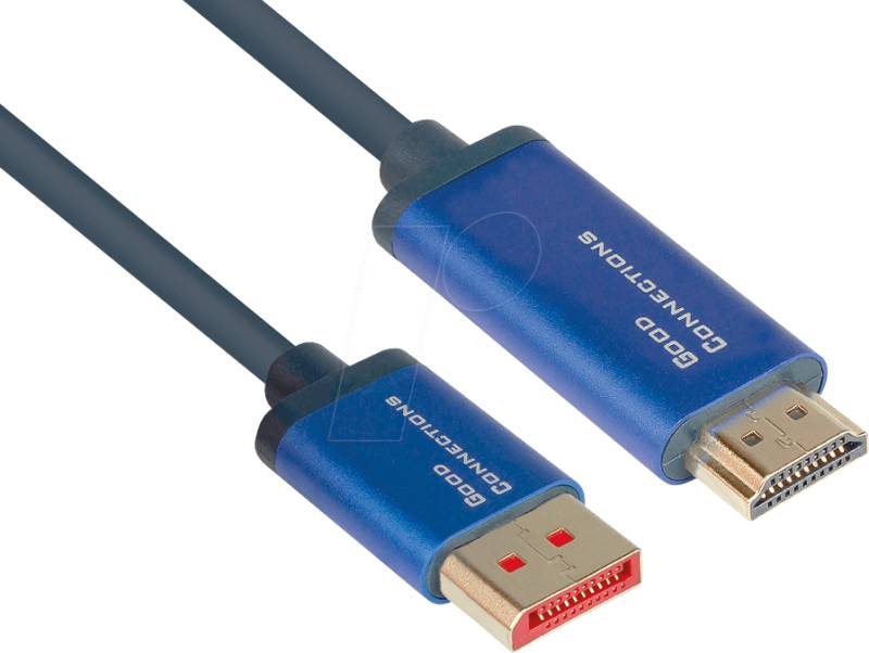 GC 4860-SF020B - DP 1.4 auf HDMI 2.0 A Stecker,4K@60Hz, 2 m, blau von GOOD CONNECTIONS