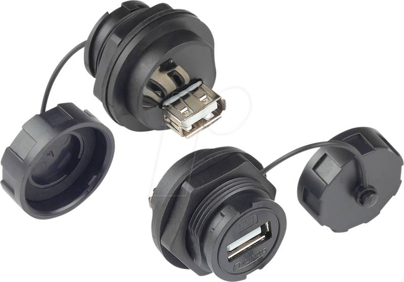 GC IC04-U206 - Steckverbinder - USB 2.0 Durchführungskupplung Typ A + Deckel von GOOD CONNECTIONS