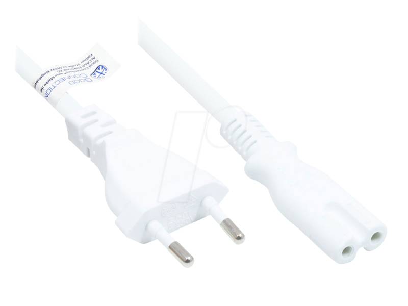 GC P0370-W100 - Euro-Stecker Typ C  auf C7 , weiß, 0,75 mm², 10 m von GOOD CONNECTIONS