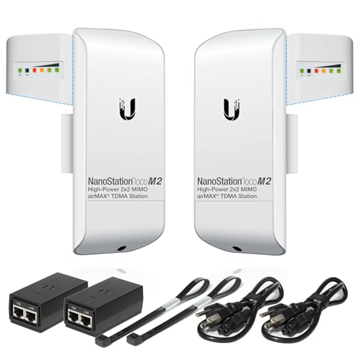 Vorkonfiguriertes Paket mit 2 Ubiquiti NanoStation LOCOM2 P2P-2 Einheiten Kit 100% konfiguriert als Netzwerk-Funkbrücke für drahtlose Fernkommunikation, Plug-and-Play. Keine Konfiguration erforderlich von GOOD STORY