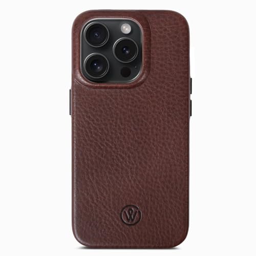 GOOD WILHELM iPhone 13 Mini Lederhülle - Handgefertigte Premium Hülle aus pflanzlich gegerbtem Leder, Dünn, Magnetisches Laden (Qi), Echtleder Case (Chocolate Braun, iPhone 13 Mini) von GOOD WILHELM