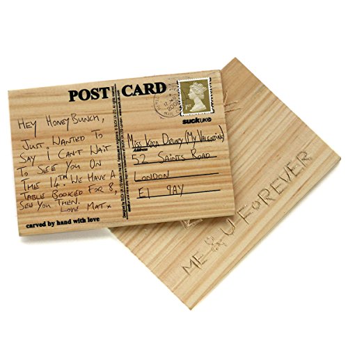 GOODS+GADGETS Holz-Postkarte Glückwunschkarte - Individuell geschnitzte Holz-Grusskarte zum Ritzen & Beschriften von GOODS+GADGETS
