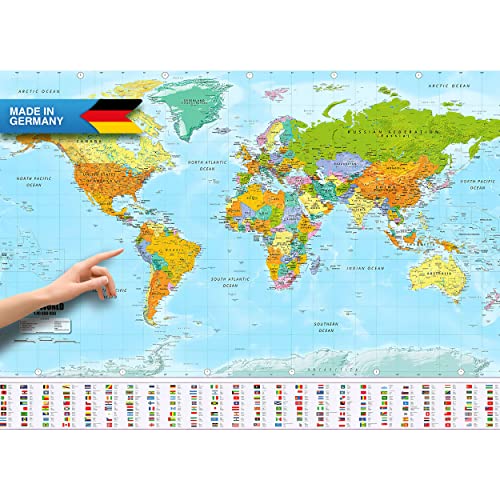 Weltkarte XXL Poster im Riesenformat mit Fahnen & Flaggen - Top Qualität (140x100cm) von GOODS+GADGETS