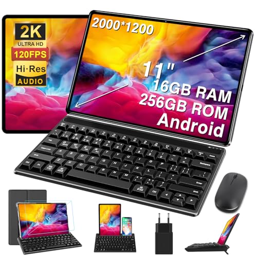 Tablet 11 Zoll Android 13 Octa-Core,Tablet PC 16 GB RAM+256 GB ROM (TF1 TB),5G WLAN丨GMS丨8600mAh丨13 MP + 5 MP丨Bluetooth 5.0丨2K Display 2000 x 1200丨Tablet mit Tastatur Maus-Grau Tablet 11 Zoll Android 13 Octa-Core,Tablet PC 16 GB RAM+256 GB ROM (TF1 TB),5G WLAN丨GMS丨8600mAh丨13 MP + 5 MP丨Bluetooth 5.0丨2K Display 2000 x 1200丨Tablet mit Tastatur Maus-Grau von GOODTEL