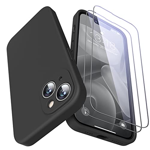 GOODVISH 3 in 1 HandyHülle für iPhone 14 Plus Hülle, mit 2 Stück Schutzfolie, Stoßfester Kratzfestem SchutHülle [Verbesserter Kameraschutz] [360° Schutz] für 14 Plus 2022, Schwarz von GOODVISH