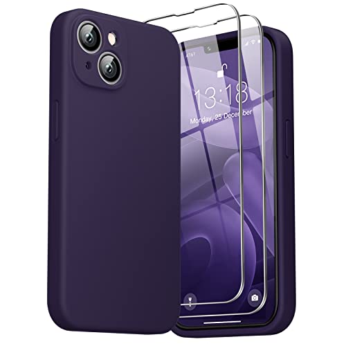 GOODVISH 3 in 1 Silikon Hülle für iPhone 14 Plus 6,7" Case, mit 2 Stück Schutzfolie, Ultra dünn Stoßfester Kratzfestem Handyhülle [Verbesserter Kameraschutz] [360° Schutz] für 14 Plus 2022, Violett von GOODVISH