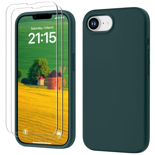 GOODVISH 3 in 1 für iPhone 16e Hülle mit 2 Stück Schutzfolie, Liquid Silikon Handyhülle Soft Mikrofaserfutter Kratzfest Stoßfeste Schutzhülle Case für iPhone 16e 6.1 Zoll, DunkelGrün GOODVISH 3 in 1 für iPhone 16e Hülle mit 2 Stück Schutzfolie, Liquid Silikon Handyhülle Soft Mikrofaserfutter Kratzfest Stoßfeste Schutzhülle Case für iPhone 16e 6.1 Zoll, DunkelGrün von GOODVISH