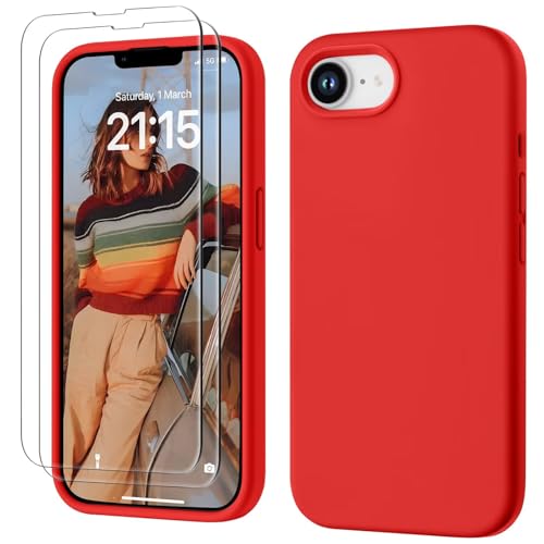 GOODVISH 3 in 1 für iPhone 16e Hülle mit 2 Stück Schutzfolie, Liquid Silikon Handyhülle Soft Mikrofaserfutter Kratzfest Stoßfeste Schutzhülle Case für iPhone 16e 6.1 Zoll, Rot GOODVISH 3 in 1 für iPhone 16e Hülle mit 2 Stück Schutzfolie, Liquid Silikon Handyhülle Soft Mikrofaserfutter Kratzfest Stoßfeste Schutzhülle Case für iPhone 16e 6.1 Zoll, Rot von GOODVISH