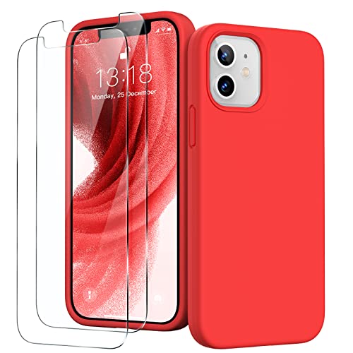 GOODVISH 3 in 1 für iPhone 12 Mini Hülle mit 2 Stück Schutzfolie, HochwertigesLiquid Silikon Rundumschutz Handyhülle, mit Weichem Mikrofaser Innenfutter Stoßfestes Schutzhülle, Rot GOODVISH 3 in 1 für iPhone 12 Mini Hülle mit 2 Stück Schutzfolie, HochwertigesLiquid Silikon Rundumschutz Handyhülle, mit Weichem Mikrofaser Innenfutter Stoßfestes Schutzhülle, Rot von GOODVISH