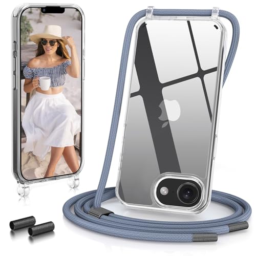 GOODVISH Handykette für Phone 16e Hülle mit Band （6.1"）| Kameraschutz und Bildschirmschutz | | Necklace Handyhülle mit Schnur Schutzhülle für zum Umhängen | Transparent Case mit Kordel, Blau von GOODVISH