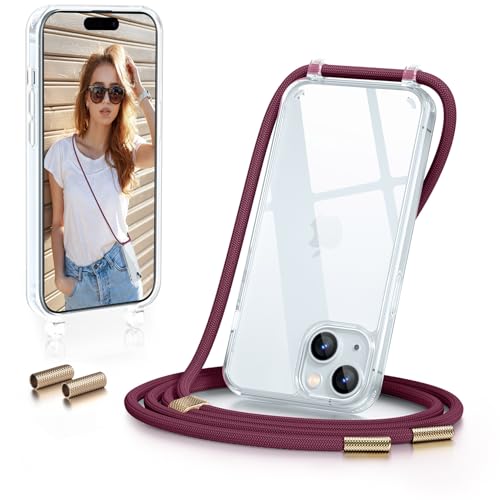 GOODVISH Handykette für iPhone 15 Hülle mit Band | Kameraschutz und Bildschirmschutz | | Necklace Handyhülle mit Schnur Schutzhülle für zum Umhängen | Transparent Case mit Kordel, Weinrot GOODVISH Handykette für iPhone 15 Hülle mit Band | Kameraschutz und Bildschirmschutz | | Necklace Handyhülle mit Schnur Schutzhülle für zum Umhängen | Transparent Case mit Kordel, Weinrot von GOODVISH
