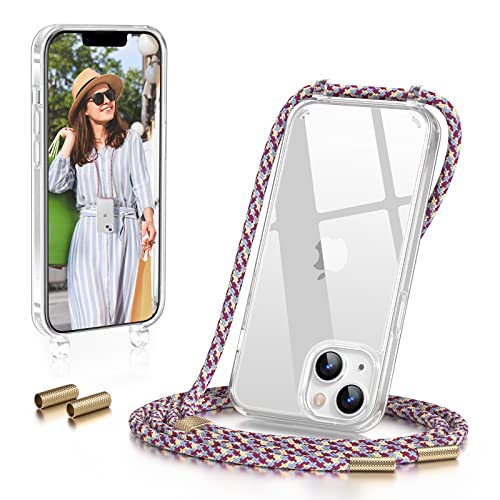 GOODVISH Handykette iPhone 14 Hülle kompatibel mit iPhone 13 Hülle - Necklace Hülle mit Band Handyhülle für zum Umhängen - Transparent Case mit Schnur - Kameraschutz und Bildschirmschutz, Bordeaux von GOODVISH