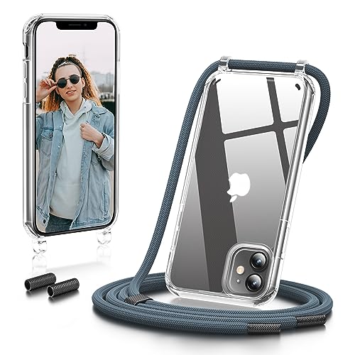 GOODVISH Handykette kompatibel mit Apple iPhone 11-6.1" Display | Necklace Hülle mit Band Handyhülle für zum Umhängen | Transparent Case mit Schnur | Schutzhülle mit Kordel | Blau von GOODVISH