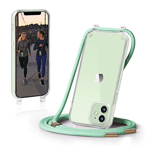 GOODVISH Handykette kompatibel mit Apple iPhone 11-6.1" Display | Necklace Hülle mit Band Handyhülle für zum Umhängen | Transparent Case mit Schnur | Schutzhülle mit Kordel | Grün von GOODVISH