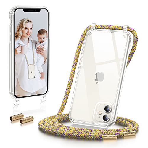 GOODVISH Handykette kompatibel mit Apple iPhone 11-6.1" Display | Necklace Hülle mit Band Handyhülle für zum Umhängen | Transparent Case mit Schnur | Schutzhülle mit Kordel | Rainbow von GOODVISH