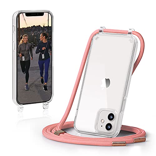 GOODVISH Handykette kompatibel mit Apple iPhone 11-6.1" Display | Necklace Hülle mit Band Handyhülle für zum Umhängen | Transparent Case mit Schnur | Schutzhülle mit Kordel | Rosa von GOODVISH