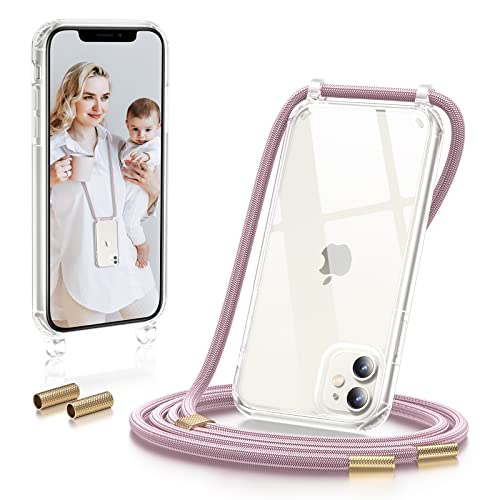 GOODVISH Handykette kompatibel mit Apple iPhone 11-6.1" Display | Necklace Hülle mit Band Handyhülle für zum Umhängen | Transparent Case mit Schnur | Schutzhülle mit Kordel | Rosé Gold von GOODVISH