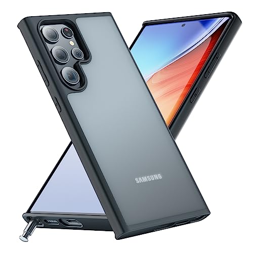 GOODVISH Samsung Galaxy S23 Ultra Hülle 6,8", Matte Durchscheinende S23 Ultra Handyhülle Kameraschutz und Bildschirmschutz Case, [TPU+PMMA] Rückseite, Stoßfest Schutzhülle, Niemals Gelb - Schwarz von GOODVISH