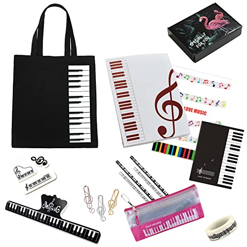 GOOGIT Ordner für Musiknoten mit Tasche Shopper Federmäppchen Bleistifte Schule (Pink) von GOOGIT