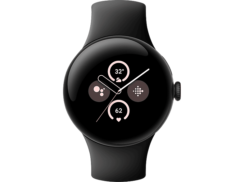 GOOGLE Pixel Watch 2 (LTE) Smartwatch Aluminium Fluorelastomer, 130–175 mm, 165–210 Matte Black/Obsidian von GOOGLE