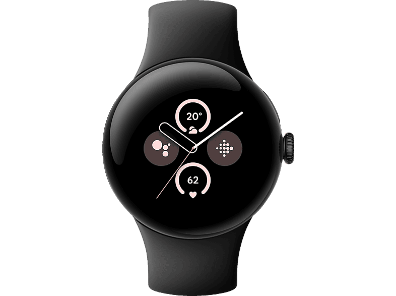 GOOGLE Pixel Watch 2 (WiFi) Smartwatch Aluminium Fluorelastomer, 130–175 mm, 165–210 Matte Black/Obsidian von GOOGLE