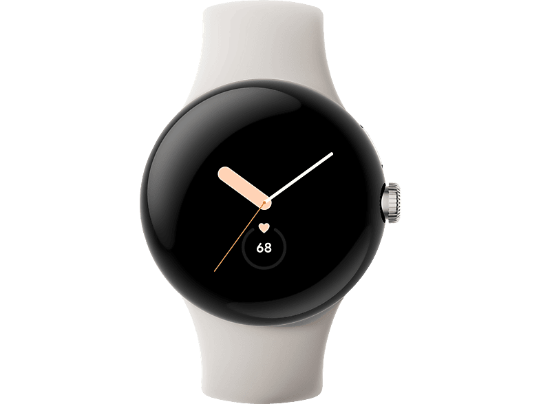 GOOGLE Pixel Watch LTE Smartwatch Edelstahl Fluorkautschuk, 130–210 mm, Polished Silver/Chalk von GOOGLE
