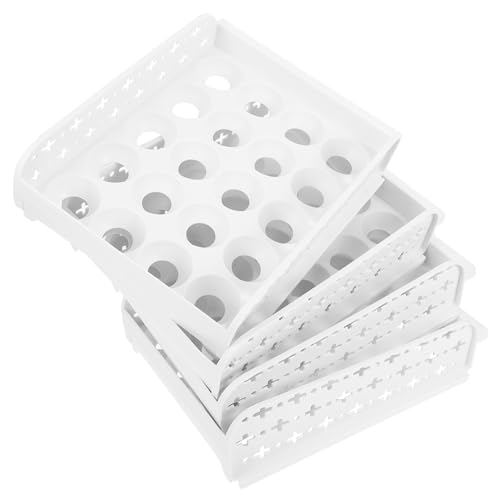 GOOHOCHY Organizer 30 Kapazität Aufbewahrungsbox Kunststoff Tablett Kühlschrank Gemüsefach Organizer Weiß 4-schicht von GOOHOCHY